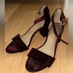 Old Navy Dark Red Velvet Block Heels